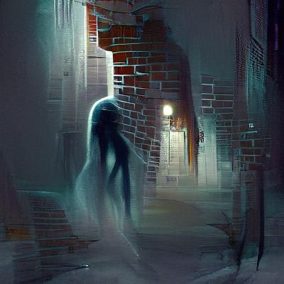 Sinister Ghost in Dark Alleyway