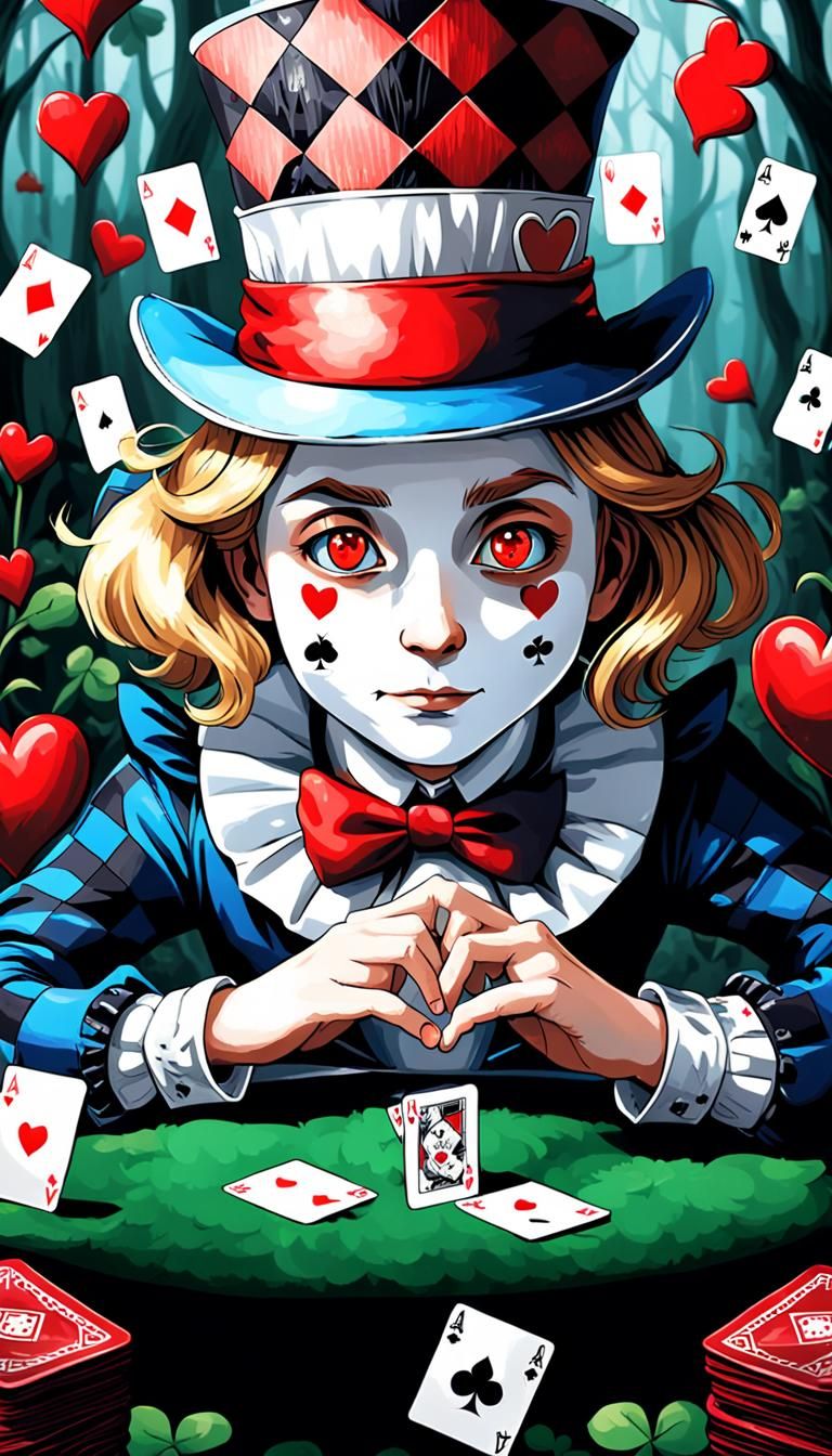 Whimsical Alice in Wonderland Playing Cards Scene