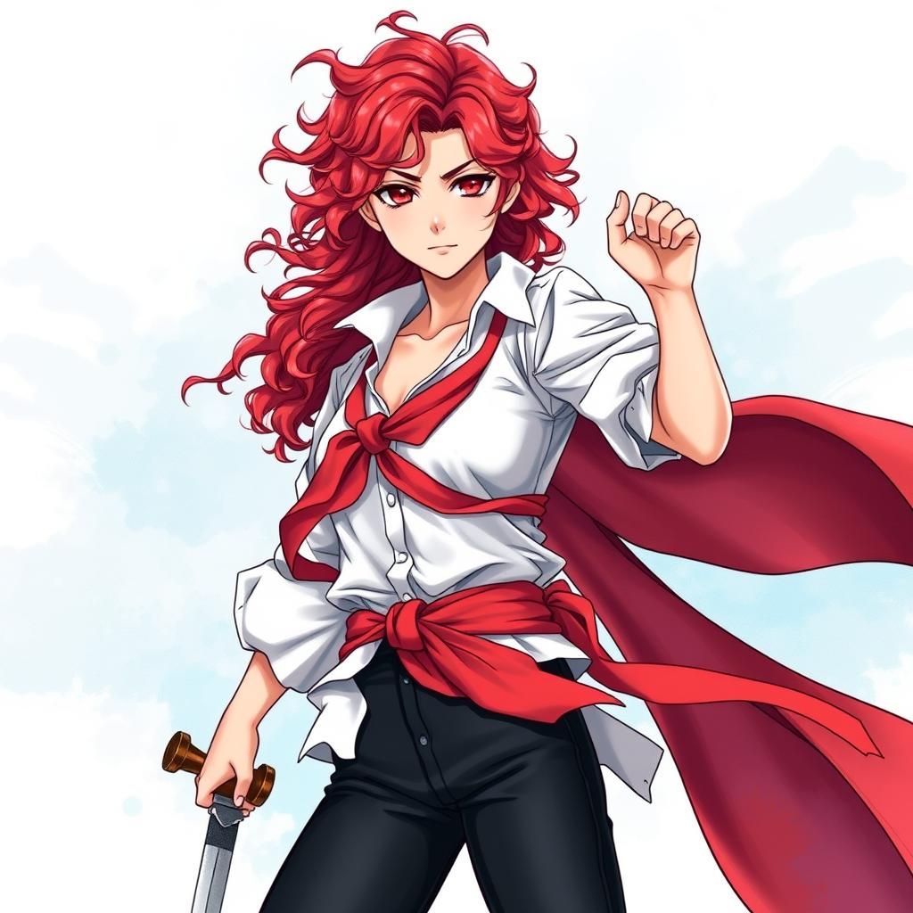 Fearless Anime Pirate with Crimson Sash