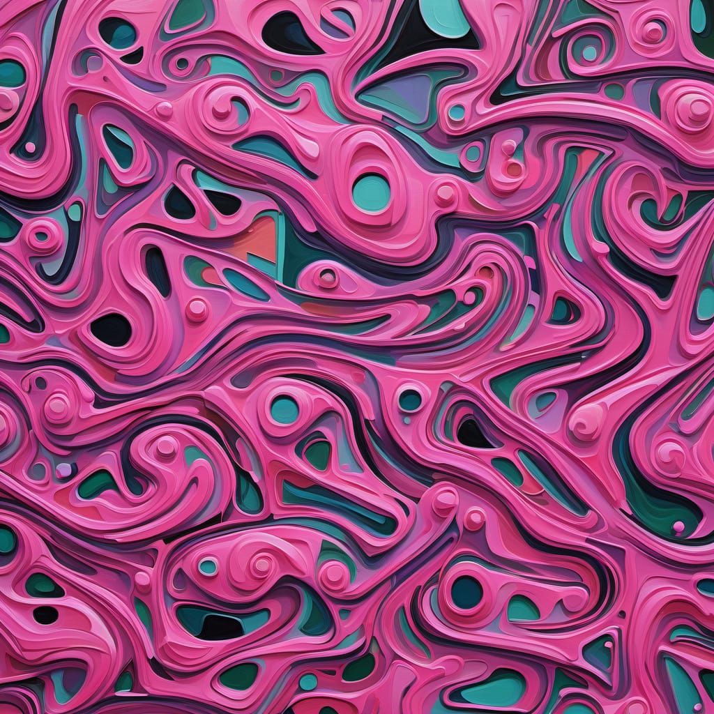 Surreal Cubist Impasto Swamp Pink