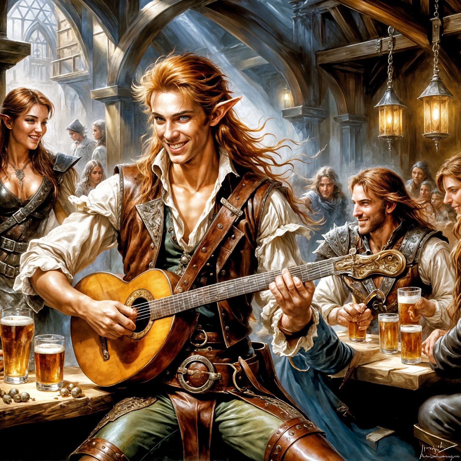 Ginger Elf Plays for a Happy Tavern Crowd