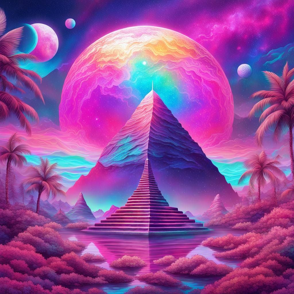 Majestic Vaporwave Astral Cosmic Illustration