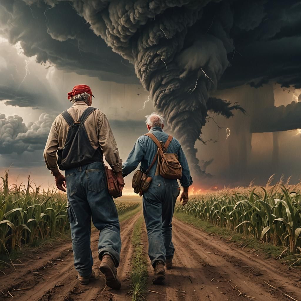 Giant Man Walks With Tornado: Digital Matte Painting