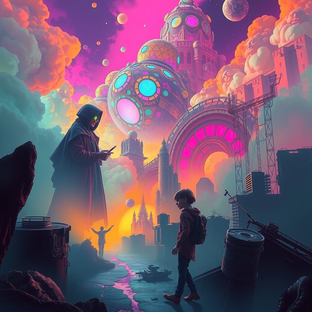 Surreal Futuristic Dreamscape in Vibrant Colors