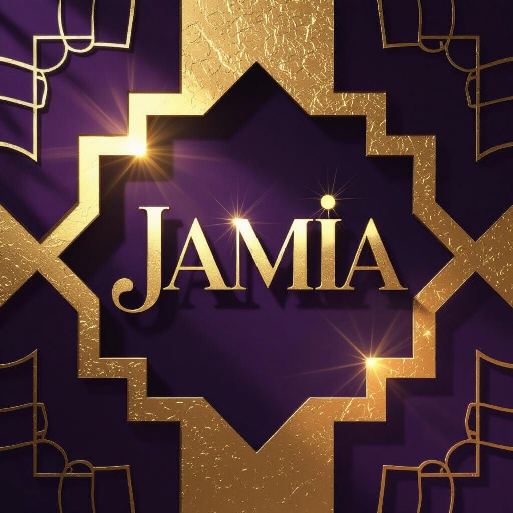 Jamia Name in Regal Purple and Gold Art Deco Style