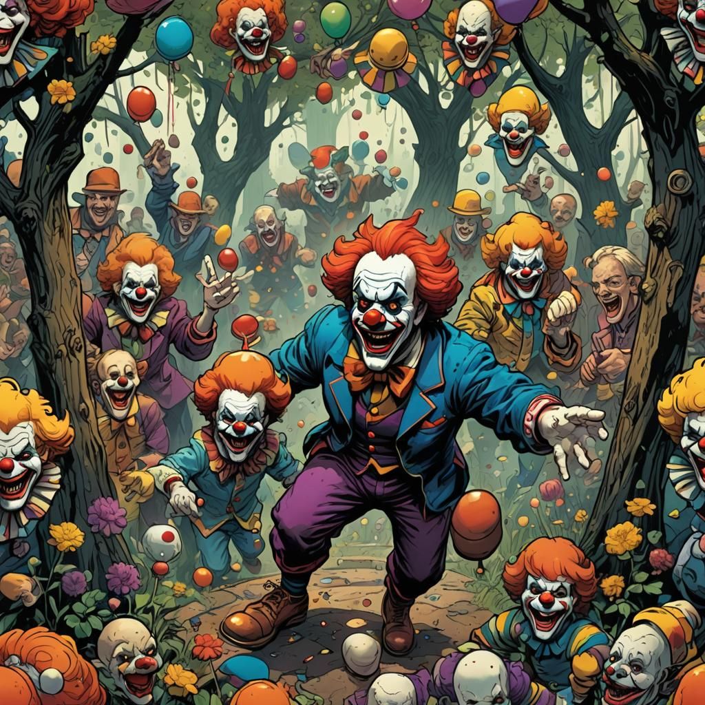 Clown Toy Emerges in Comic Book Art Style