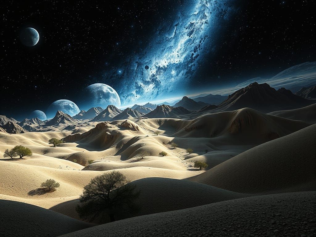 Escher-Inspired Landscape Projected into Space