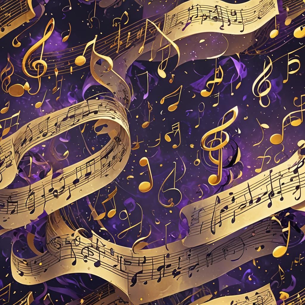 Dancing Musical Notes in Dark Fantasy Style