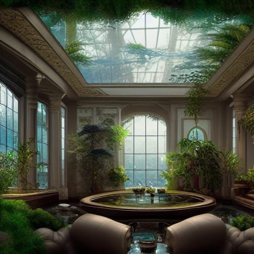 Underwater Greenhouse Mansion: Digital Matte Painting