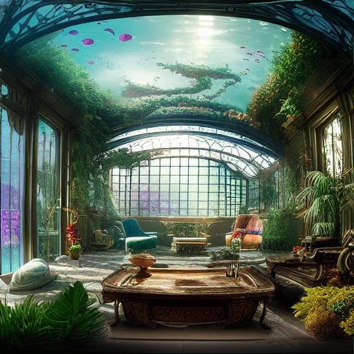 Underwater Greenhouse Mansion: Digital Matte Painting