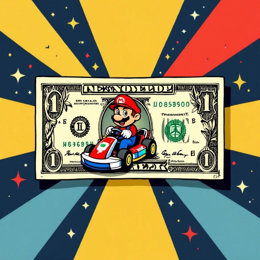 Mario Kart Monopoly Dollar in Minimalist Style