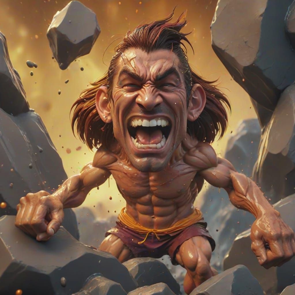 Muscular Figure Flexing in Hyper-Realistic Digital Art