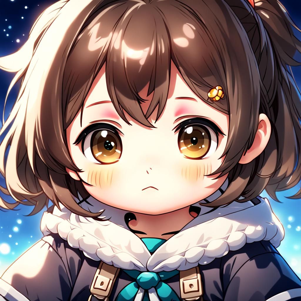 Cute Chibi Portrait in Anime Manga Style