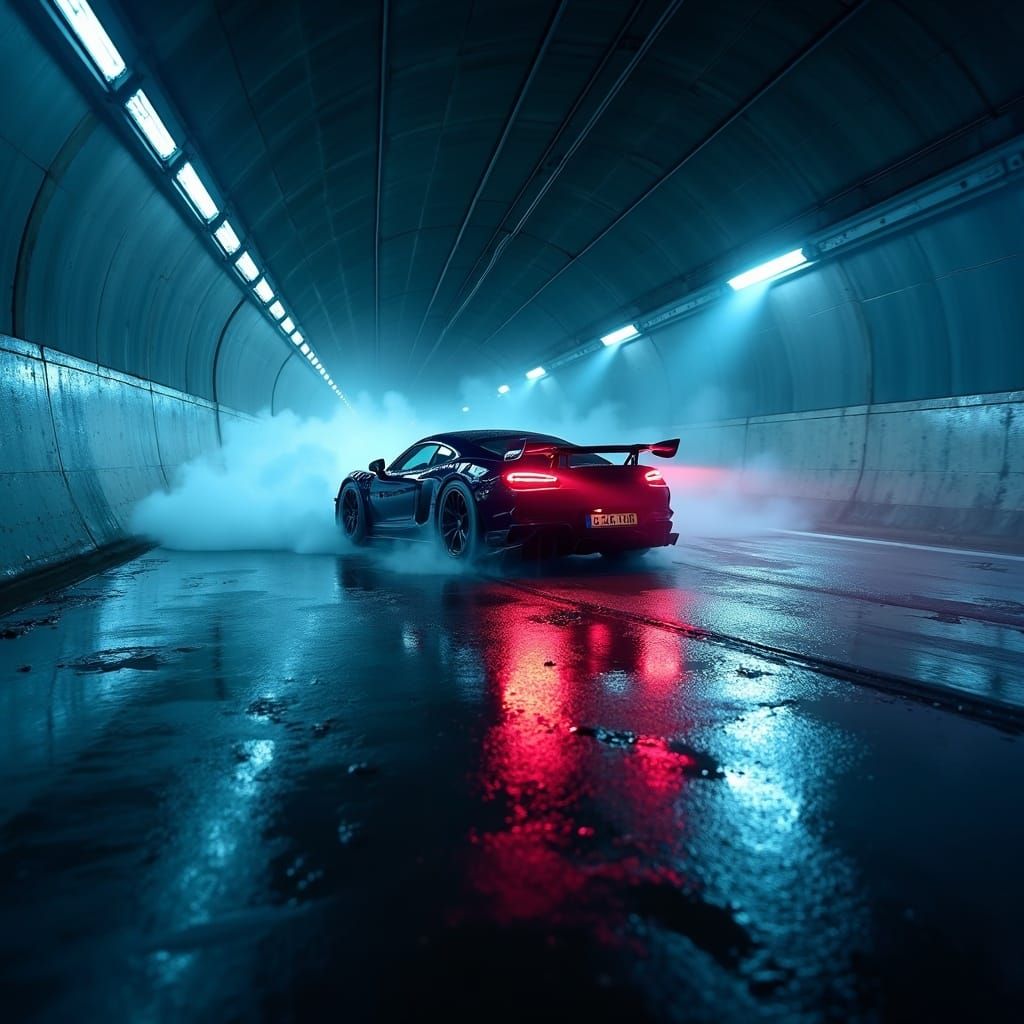 Hero Car Speeds Through Dazzling LED Tunnel