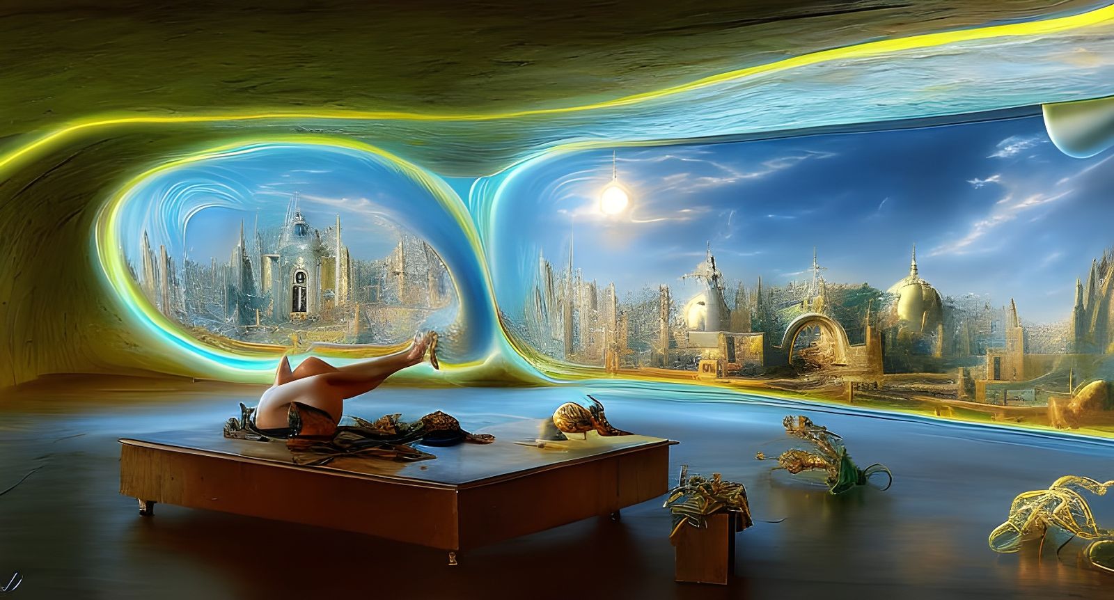 Surreal Liminal Space with Luminous Lighting