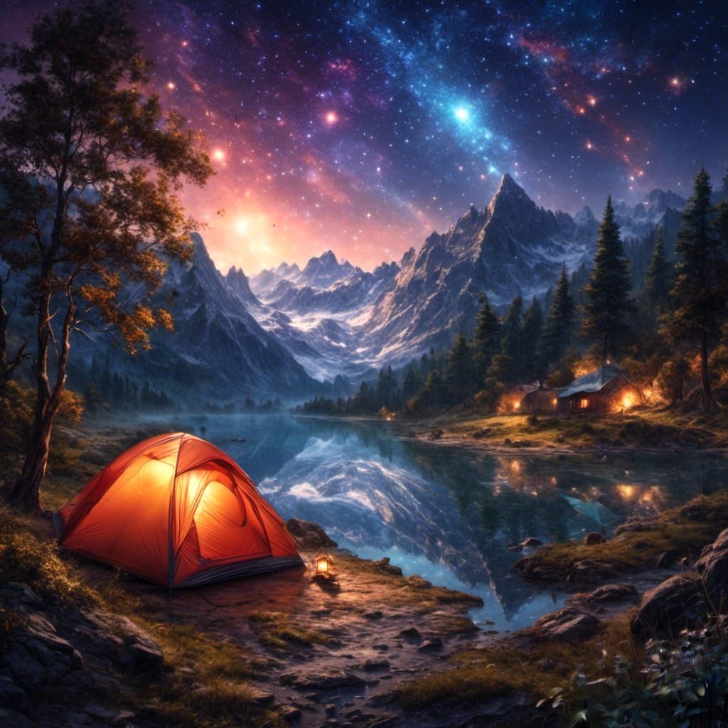 Glittering Starry Night Over Campsite
