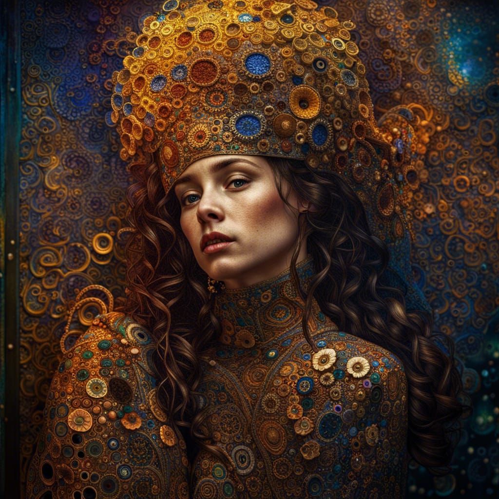 Portrait in Gustav Klimt Style with Intricate Details