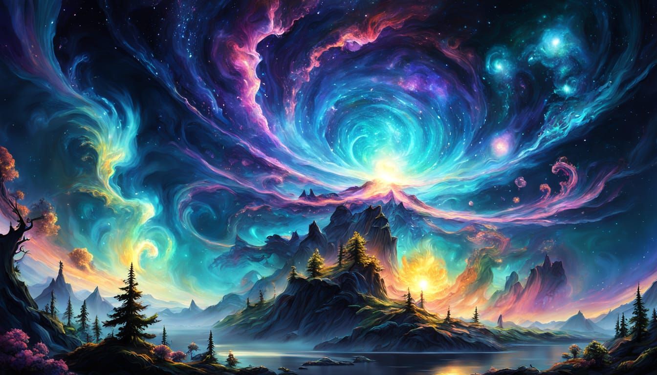 Cosmic Fantasy: Forgotten Star in Swirling Nebula