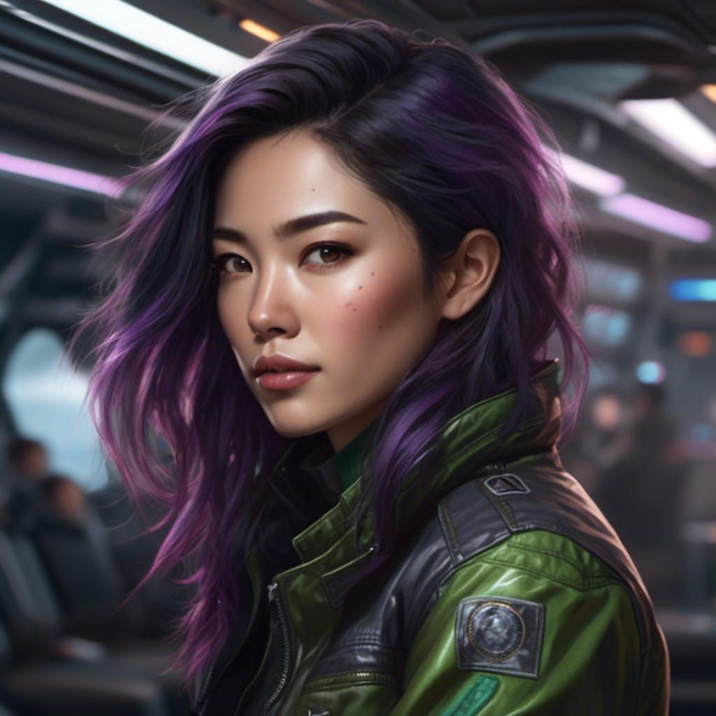 Sabine Wren with Green Lightsaber in Space Station