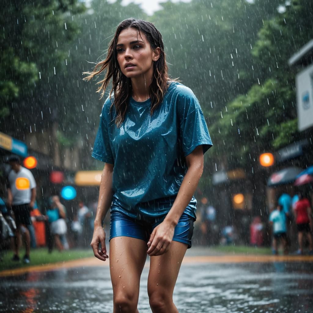 Girl in Rain: Realistic Sports Photography