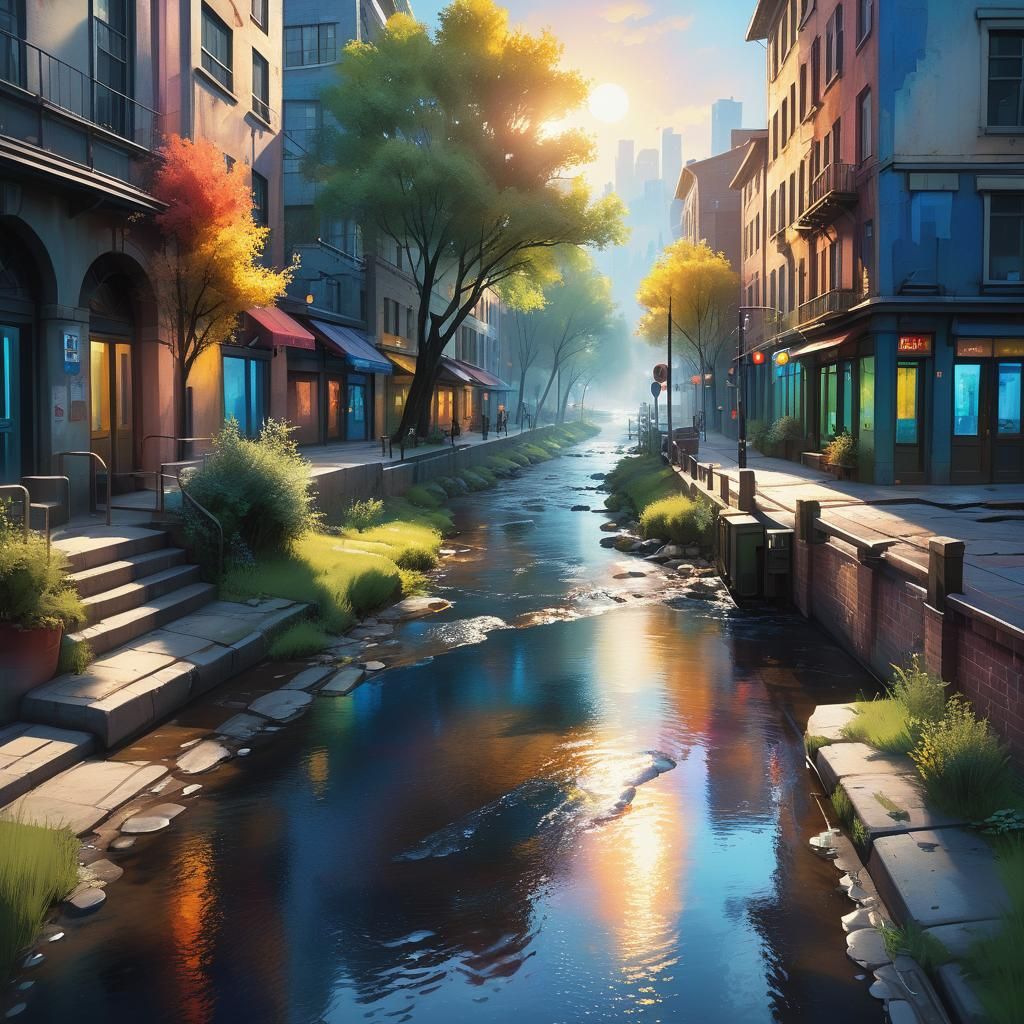 City Creek: Vibrant Oil Painting in Unreal Engine