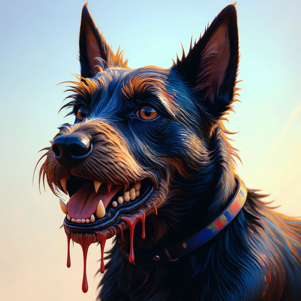 Melting Scottish Terrier Portrait in Oil Paint