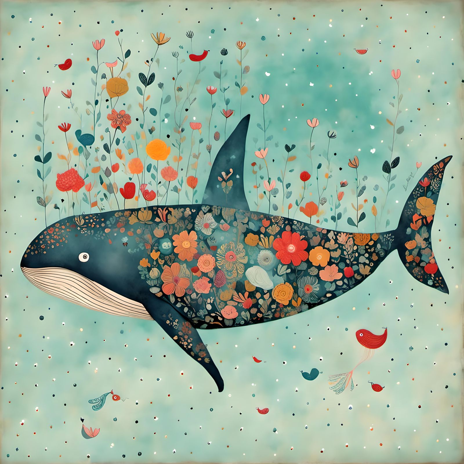 Whimsical Whale Illustration by Maromi Sagi