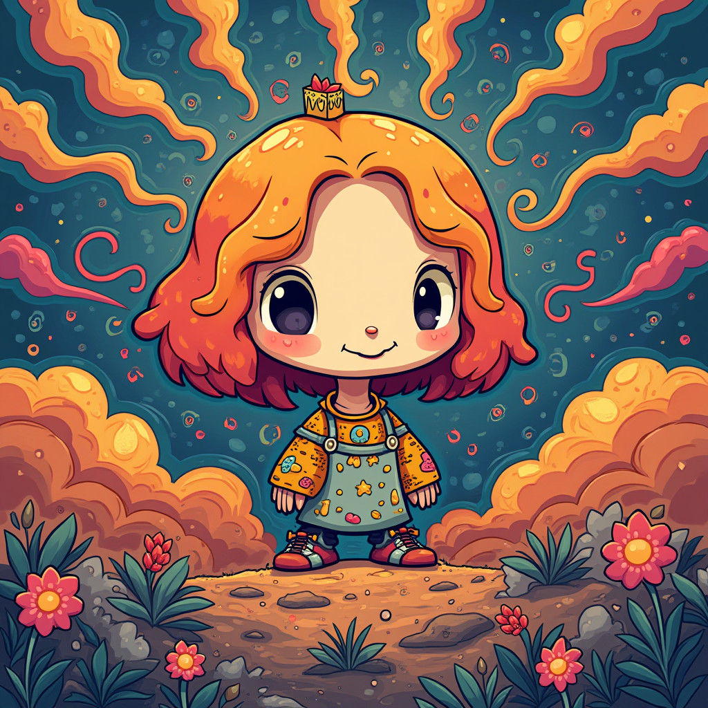 Whimsical Pixel Art NFT Character in Abstract Dreamscape