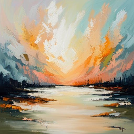 Abstract Painting with Soft Pastel Tones