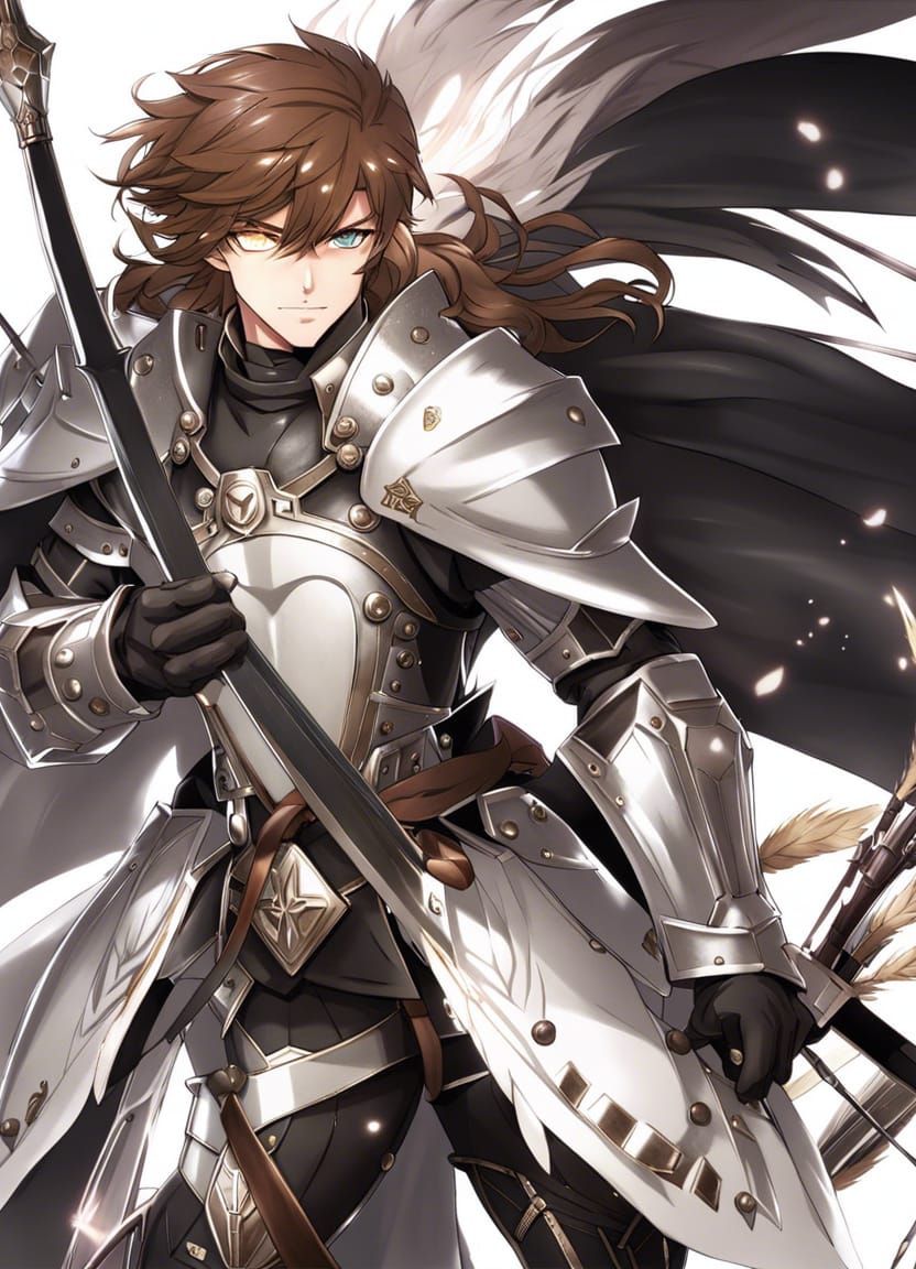 Anime Style Fantasy Warrior with Bow and Spear