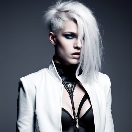 Androgynous Cyberpunk Mage with Edgy Details