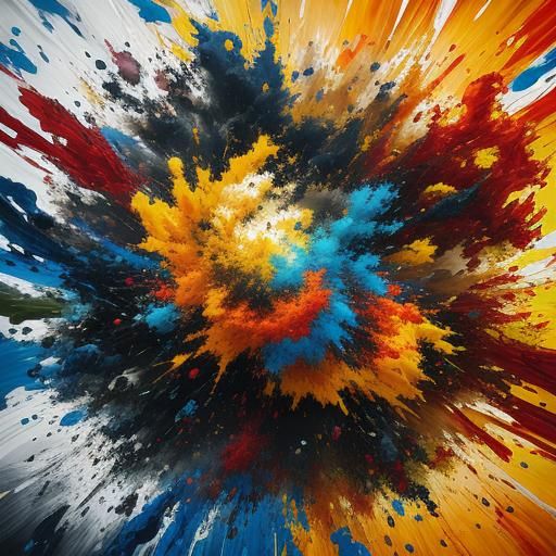 Dynamic Abstract Explosion in Vivid Oil Painting Style