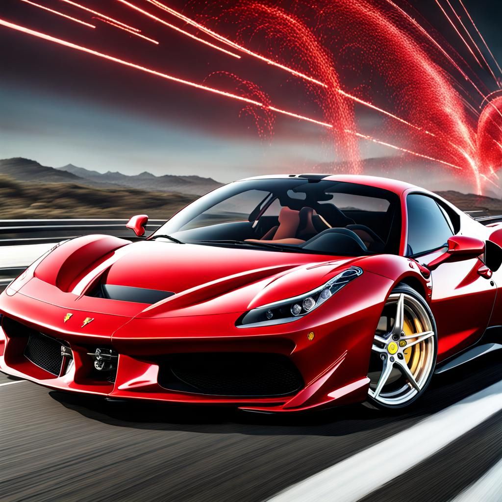 Ferrari Races Down Freeway with Sparks