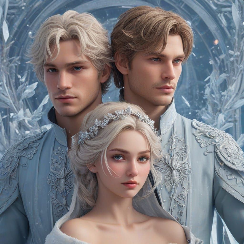 Ethereal Ice Princes with Platinum Hair and Icy Blue Eyes