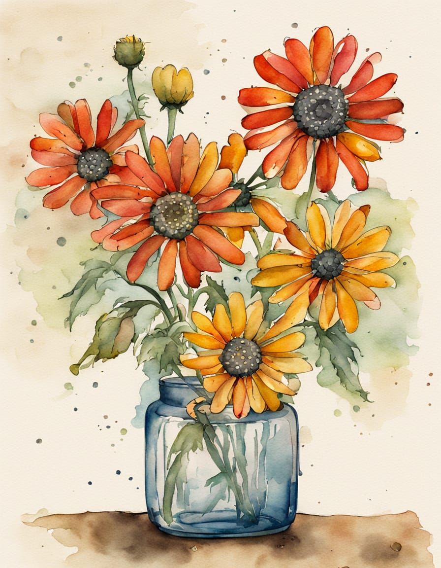 Vibrant Mexican Sunflowers in a Modern Vase