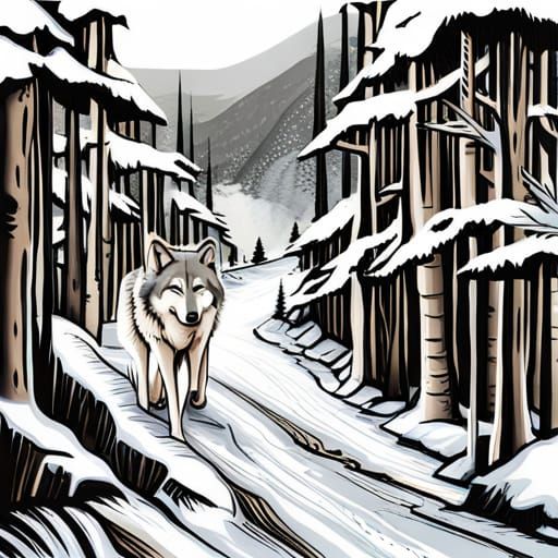 Grey Wolf Portrait in Natural Habitat