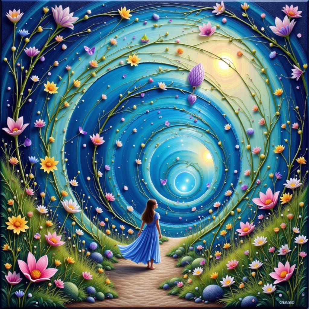 Mystical Garden Portal: Fantasy Art with Impasto Textures