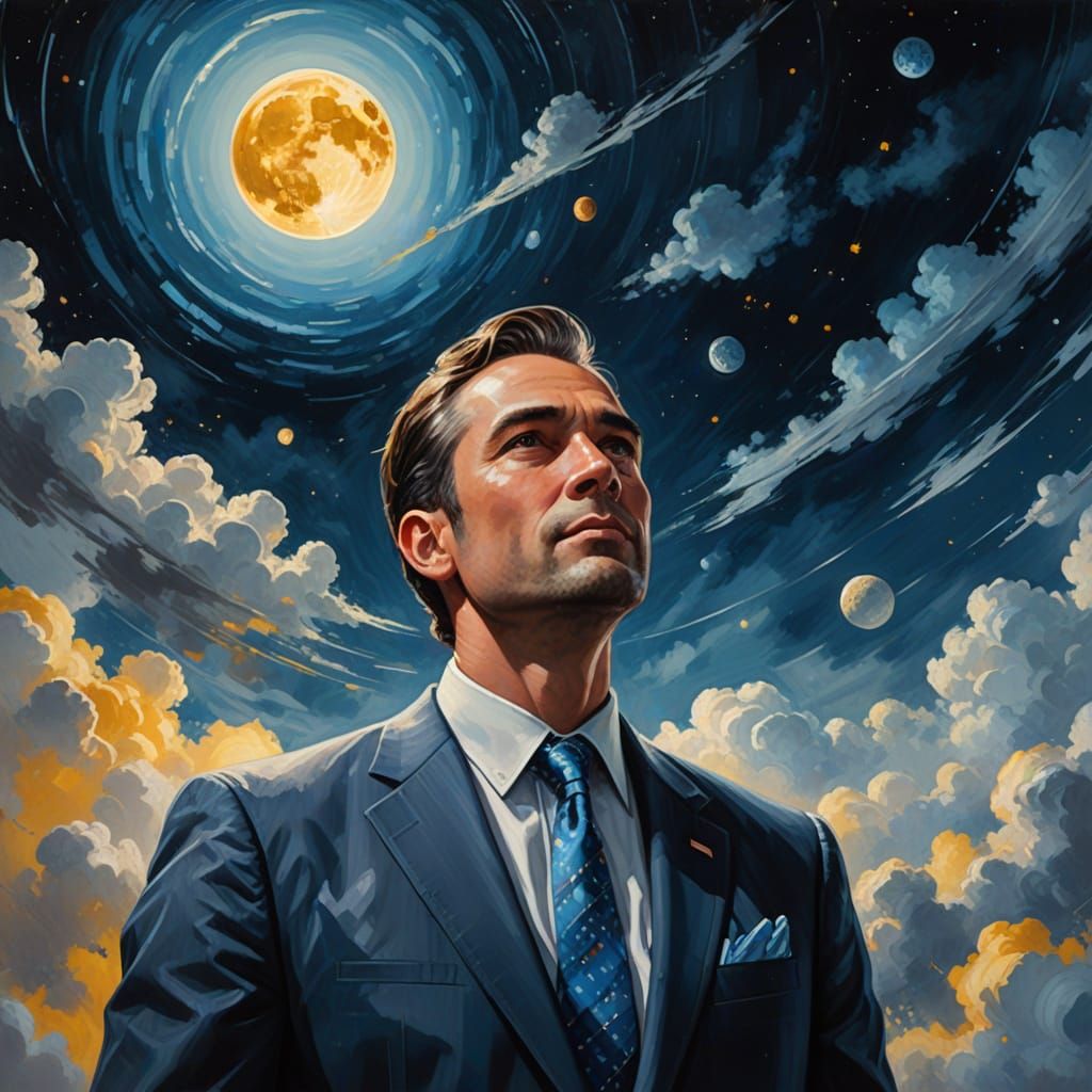 Dramatic Space Odyssey in Oil Painting Style