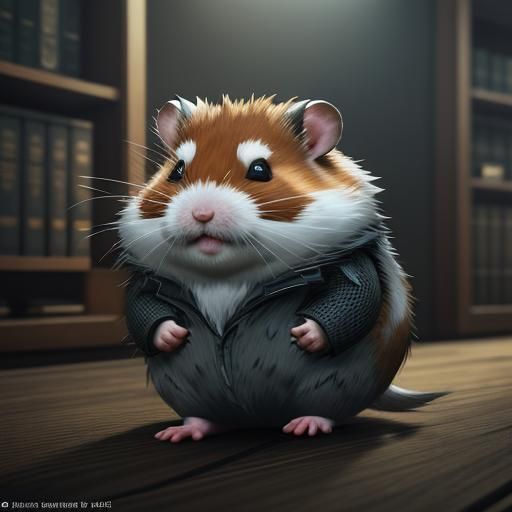 Hamster Lawyer in 3D Cinematic Style