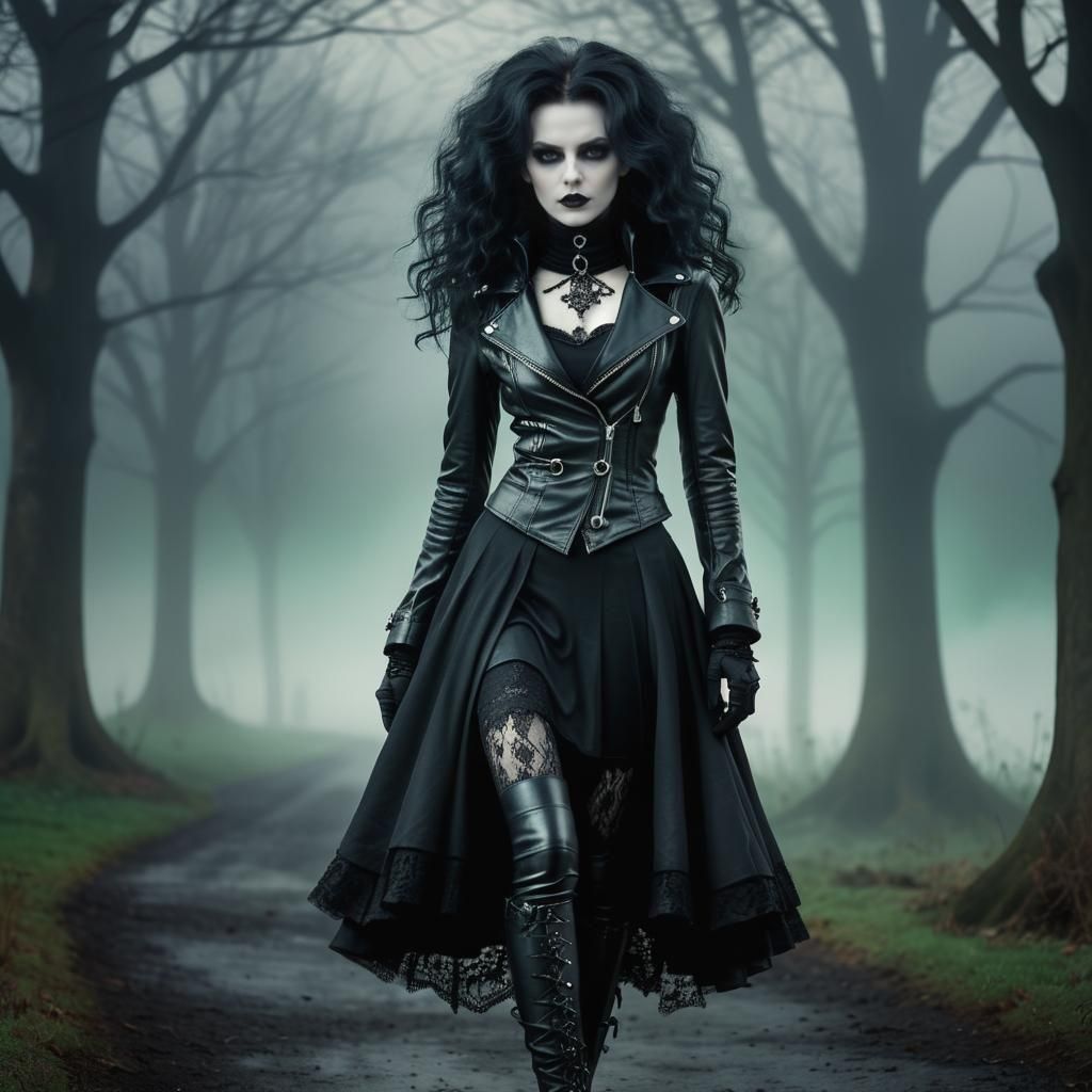 Goth Vampire Woman in Hyperrealistic Professional Photo