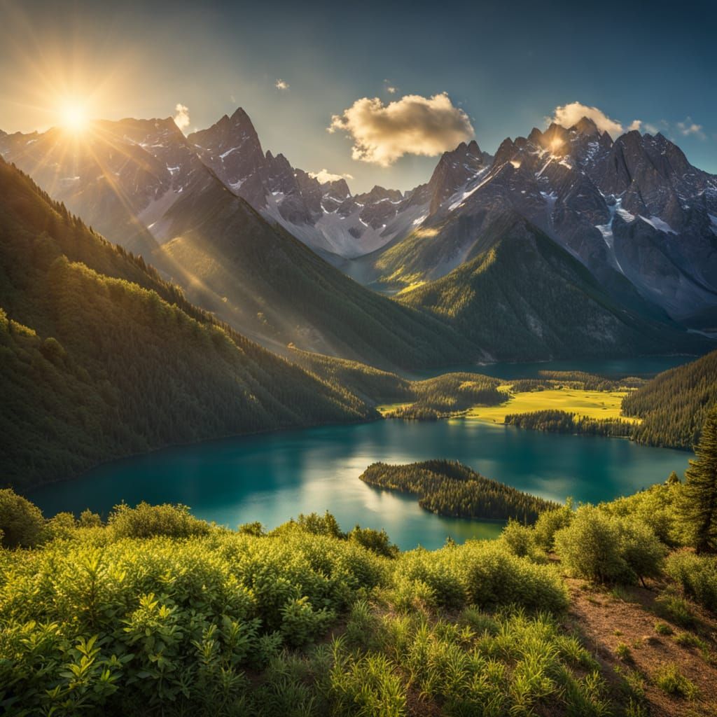 Majestic Alps Landscape in Golden Hour