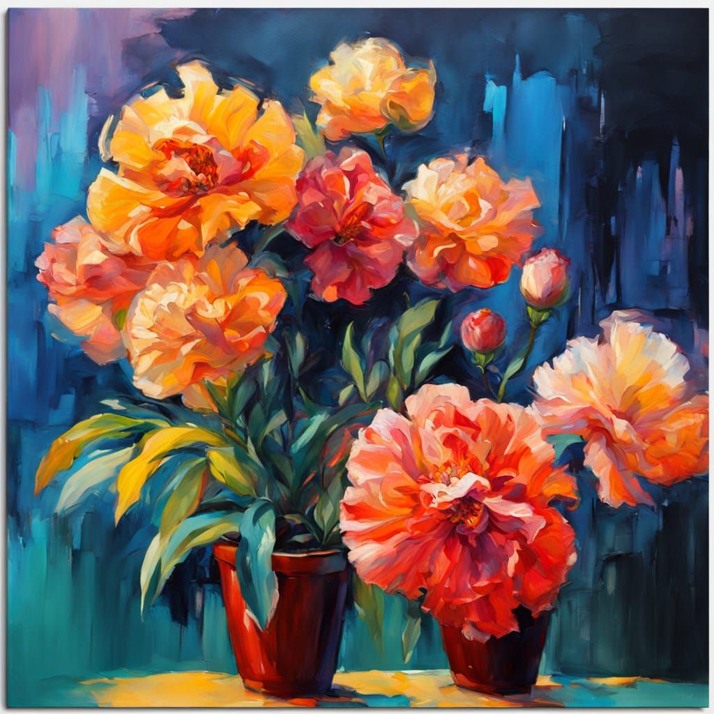 Vibrant Carnation in Textured Gouache Style