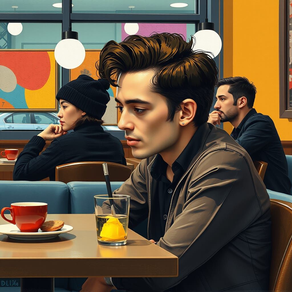 Abstract People in Cafe, Dynamic Lighting