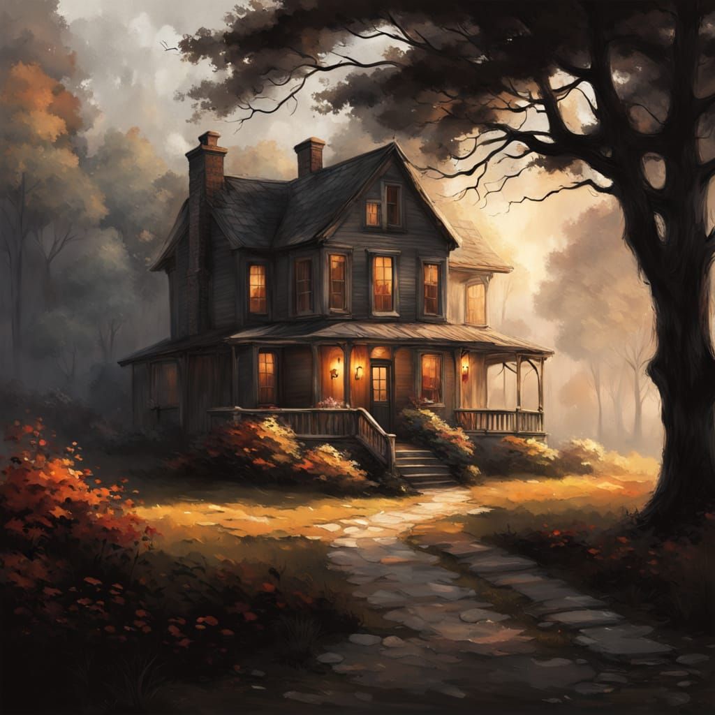 Cozy Cottage in Warm Golden Light