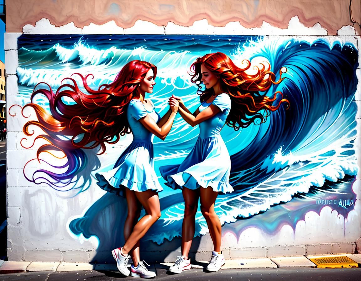 Aqua-Eyed Beauty in Chalk Art Style