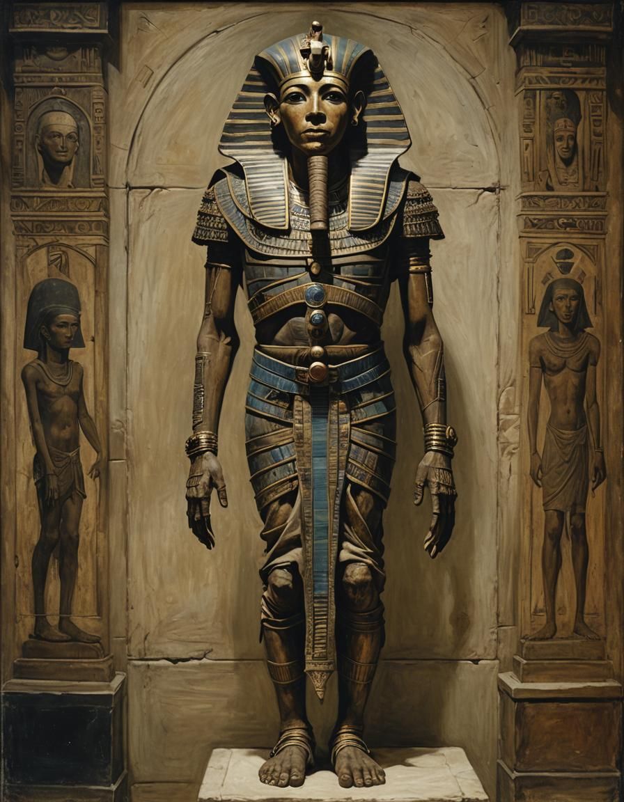 Egyptian Mummy Photograph in Grotesque Art Style