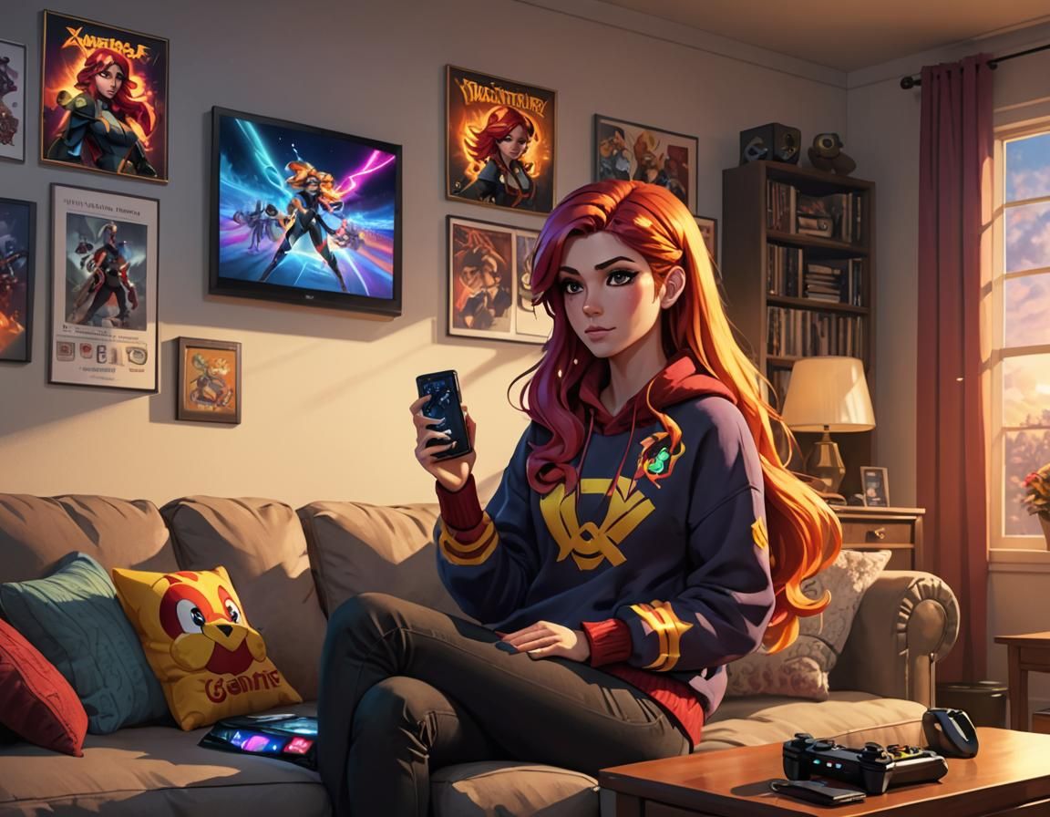 Gamer Girl Anime Character Portrait in 8K