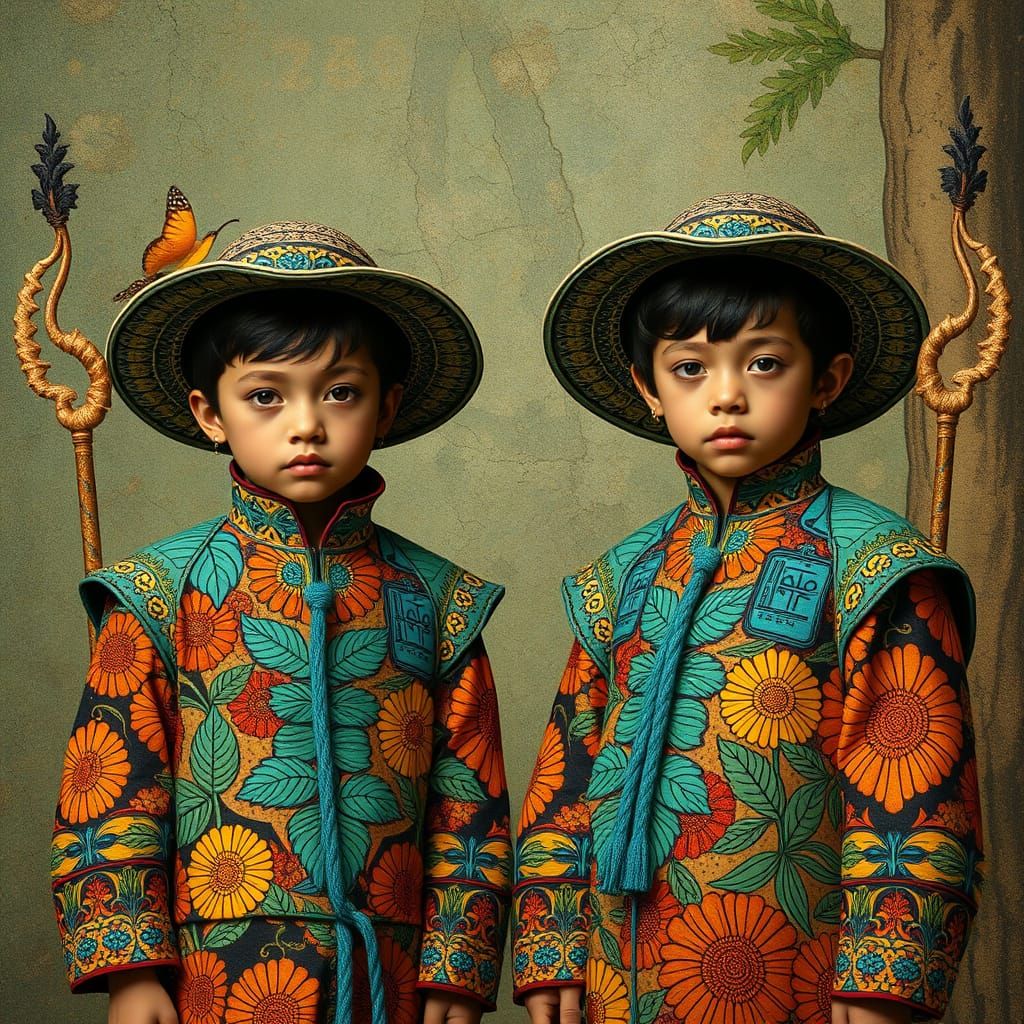 Children's Aztec Art Nouveau Fashion with Granite Lining