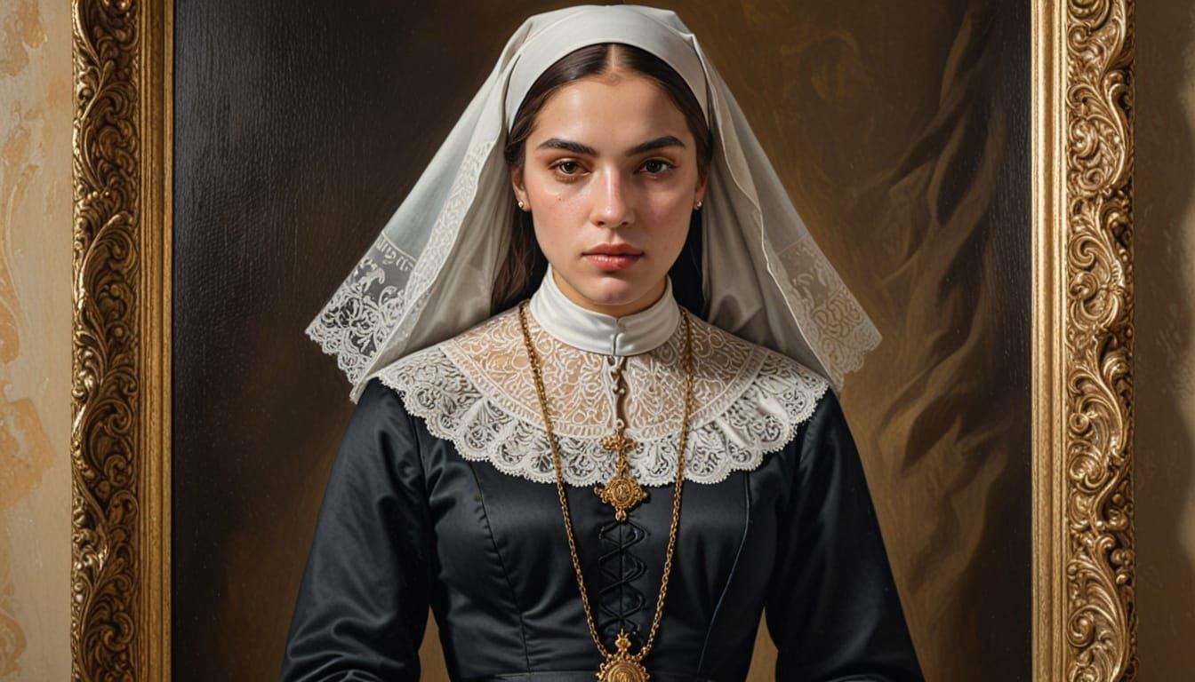 Dominican Nun in Elegant Baroque Portrait