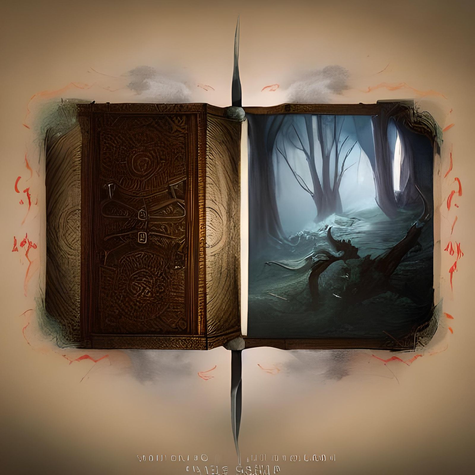 Open Book of Shadows with Rising Smoke